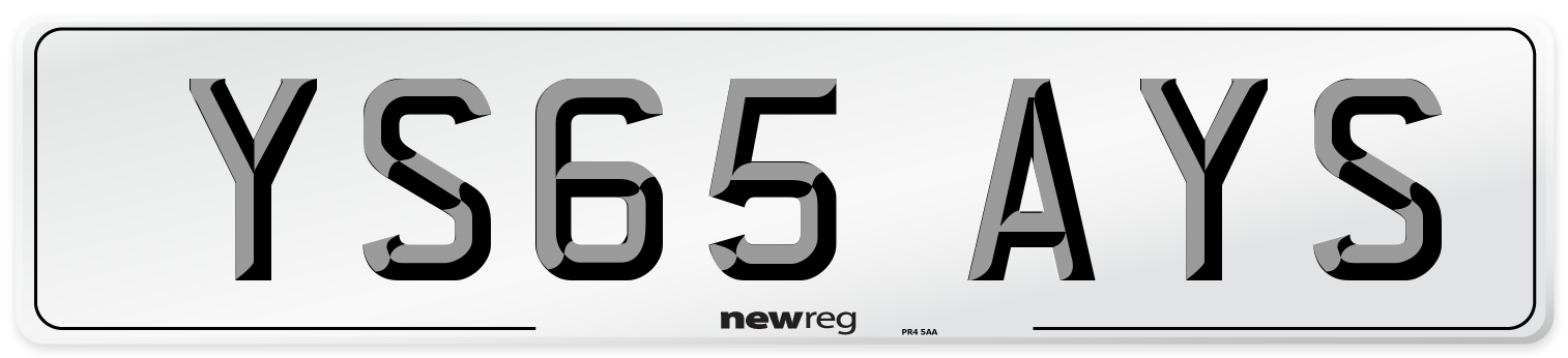 YS65 AYS Number Plate from New Reg